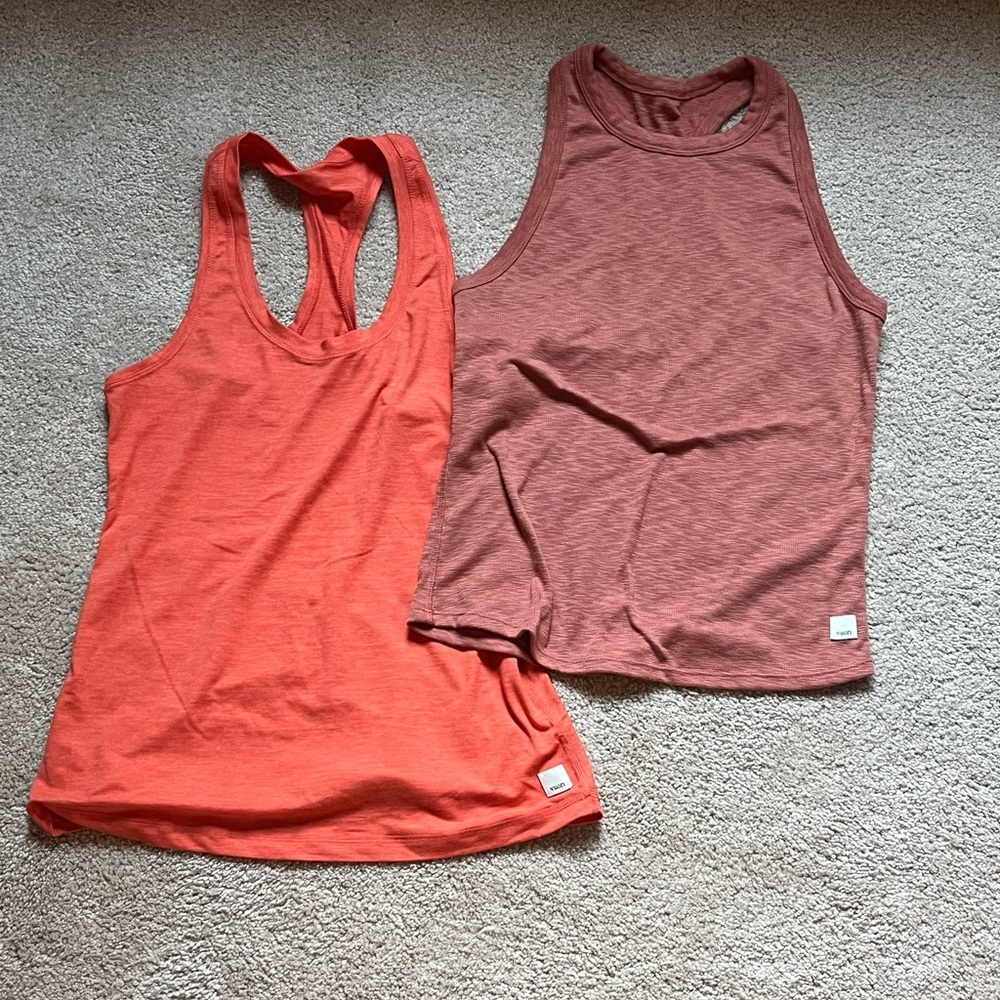 Vuori Women's Tank Tops in Rust and Maroon